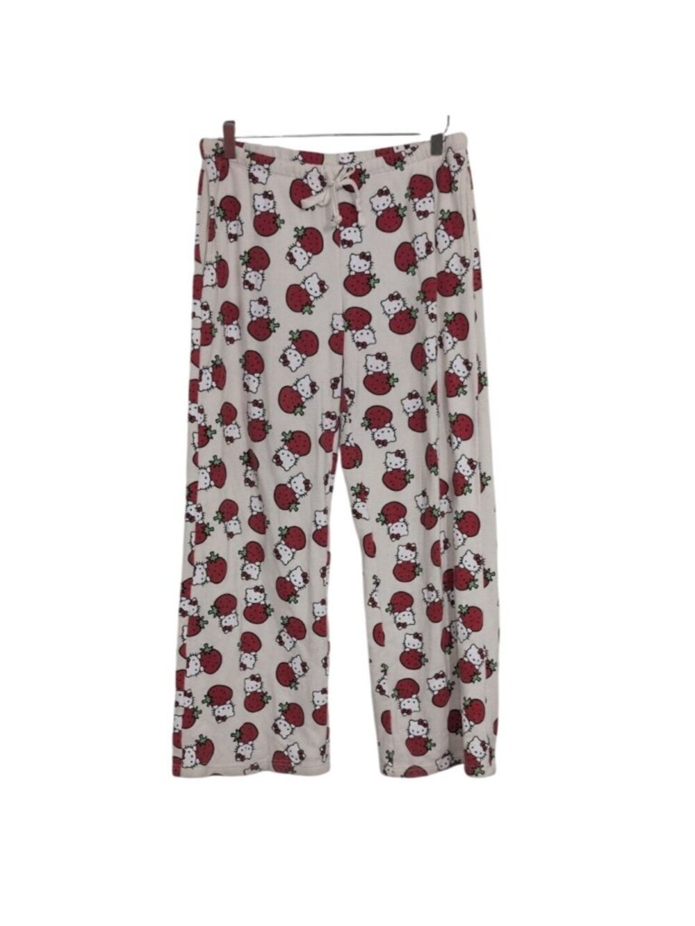 Sanrio Hello Kitty Strawberry Lounge Pants Womens Size Medium Cream Sleepwear